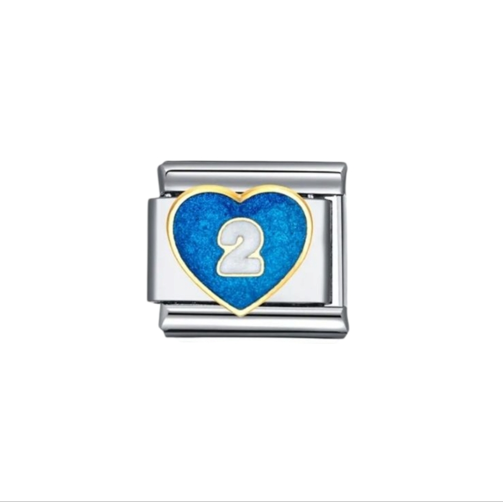 Charmlink Heart‎ Number Two DIY Personalized Composable Italian Charm Bracelet